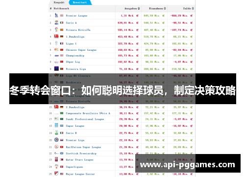 冬季转会窗口：如何聪明选择球员，制定决策攻略